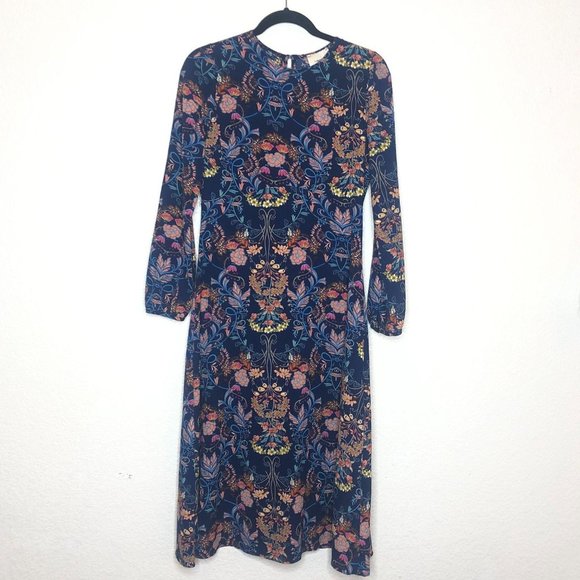 I. Madeline Midi Dress Small Long Sleeve Floral - Picture 2 of 11